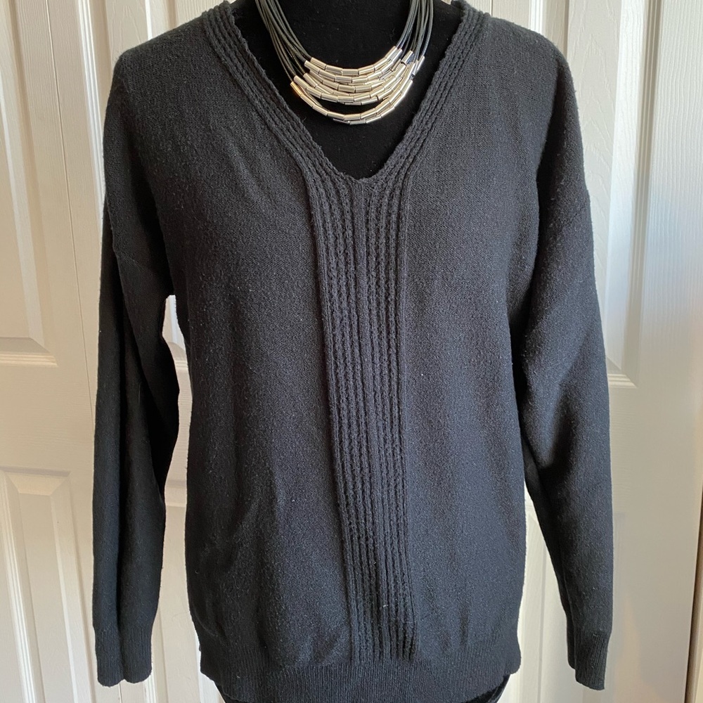 Black cotton open back Sweater by Poof